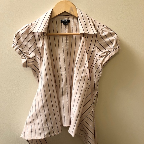 Retro Pink & Brown Striped Wrap Shirt - Picture 6 of 13